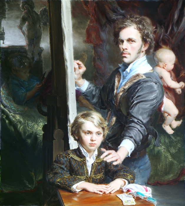 Zelfportret met drie zonen